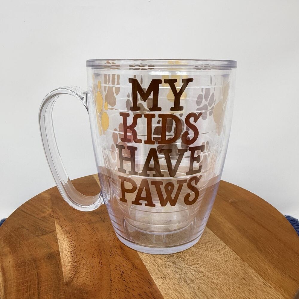 Tervis Coffee Tea Mug My Kids Have Paws Insulated Dog Cat Paw Print Brown